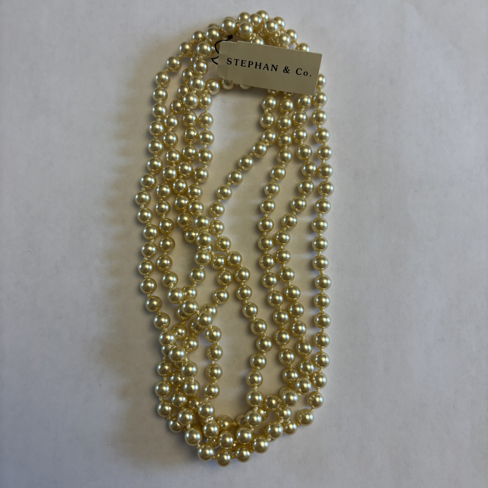 Stephan & Co. Cream Faux Pearl Multi-Strand Opera Length Necklace NWT